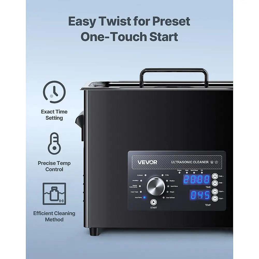 VEVOR Επαγγελματικός Υπερηχητικός Καθαριστής 6L με Χειριστήριο - Ανοξείδωτο Μηχάνημα Καθαρισμού για Κοσμήματα και Άλλα Αντικείμενα SPLXNAJKZCSB8NCQI001V2