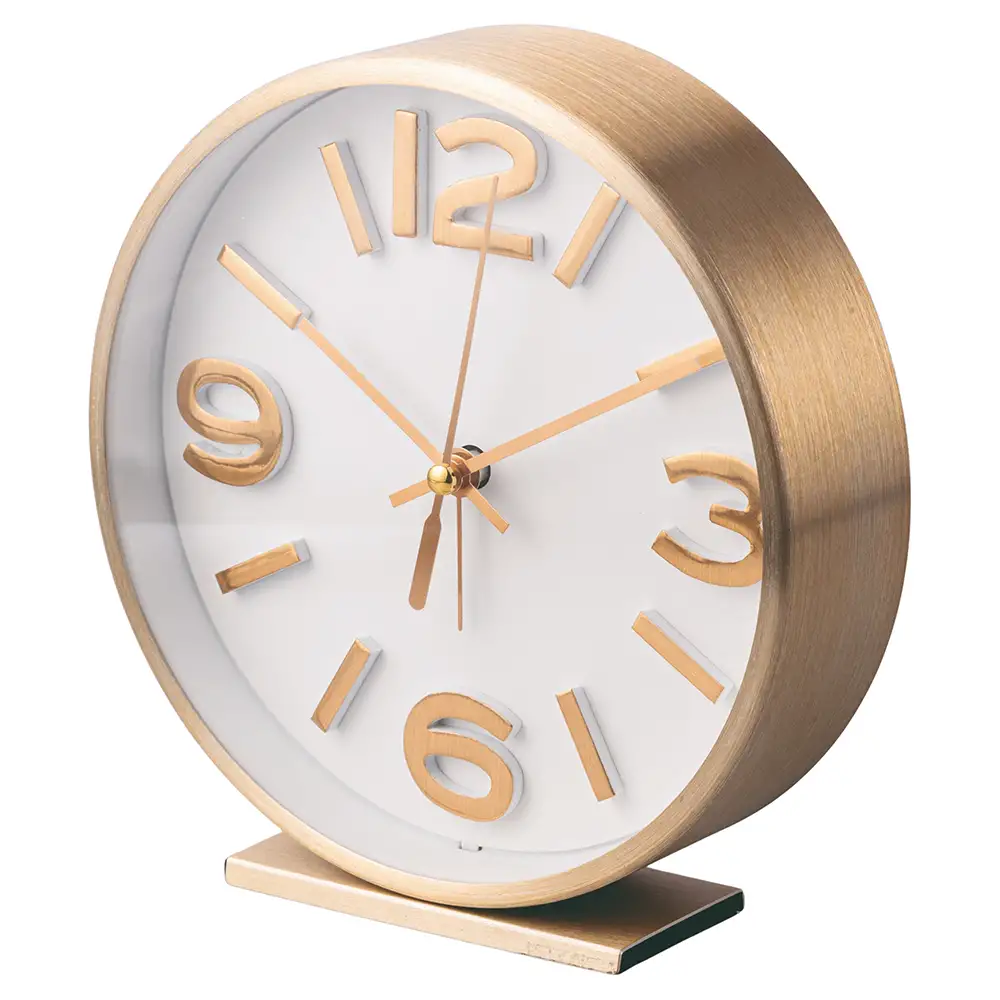 Galileo Επιτραπέζιο Στρογγυλό Ρολόι με Ξυπνητήρι 15 εκ. Μοντέρνου Ρετρό Στυλ με Χρυσή Κορνίζα και Λευκό Καντράν, Sibilla 5925997