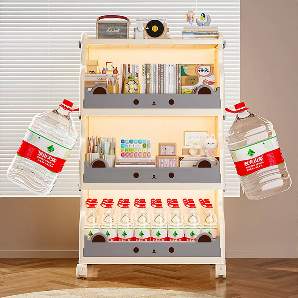 Shally Dogan Τριώροφη Στοιβαζόμενη Καρότσα Μπεζ Οργανωτής Αποθήκευσης με Ρόδες 02001653