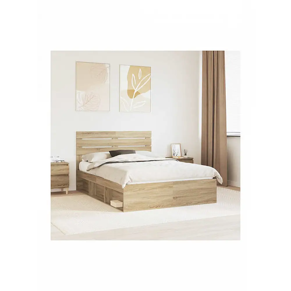 vidaXL Κρεβάτι Διπλό από Μασίφ Ξύλο Σονόμα με Τάβλες 140x200cm 3411409