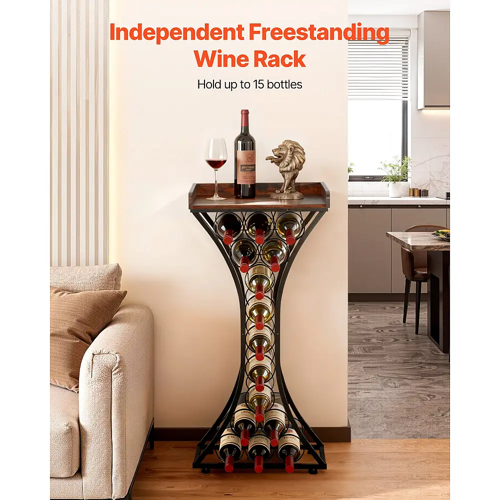 VEVOR Μεταλλική Κάβα Κρασιών 15 Φιαλών με Ξύλινη Επιφάνεια για Σπίτι LSJJHSTM14P87X254001V0