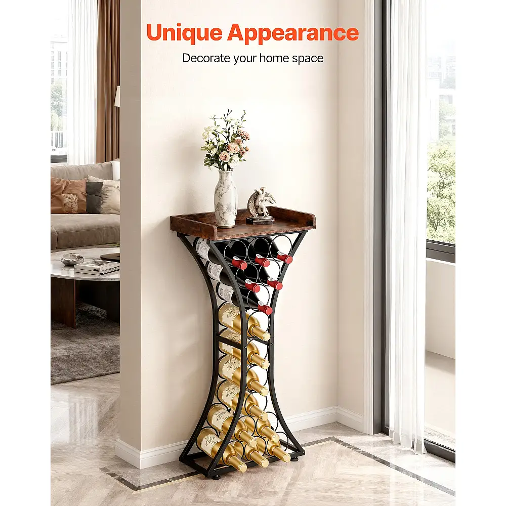 VEVOR Μεταλλική Κάβα Κρασιών 15 Φιαλών με Ξύλινη Επιφάνεια για Σπίτι LSJJHSTM14P87X254001V0