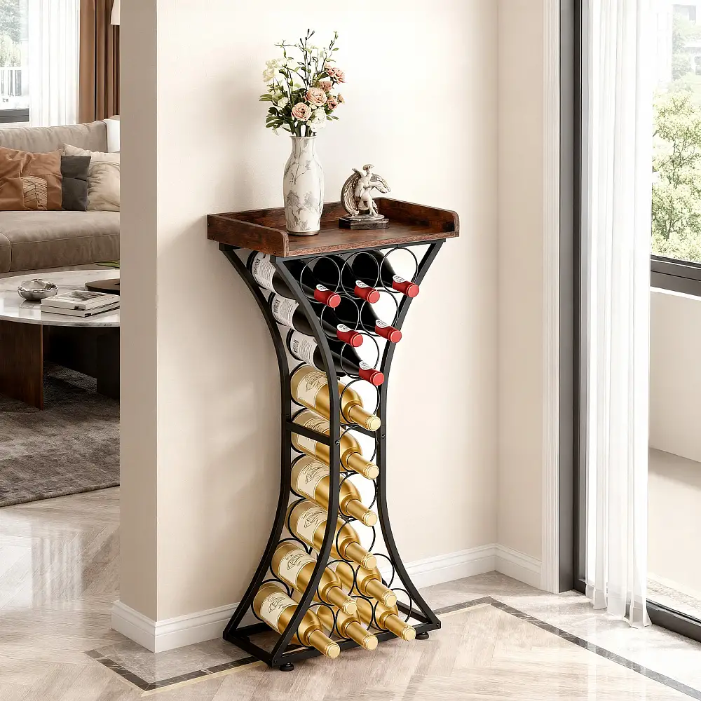 VEVOR Μεταλλική Κάβα Κρασιών 15 Φιαλών με Ξύλινη Επιφάνεια για Σπίτι LSJJHSTM14P87X254001V0