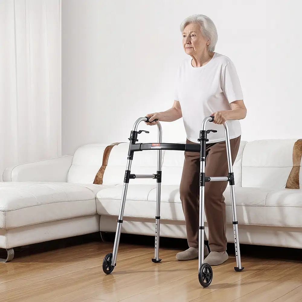 VEVOR Πτυσσόμενος Περιπατητήρας με Ρυθμιζόμενο Ύψος & Τροχούς για Ηλικιωμένους BZZXCL2L00001YWZY001V0