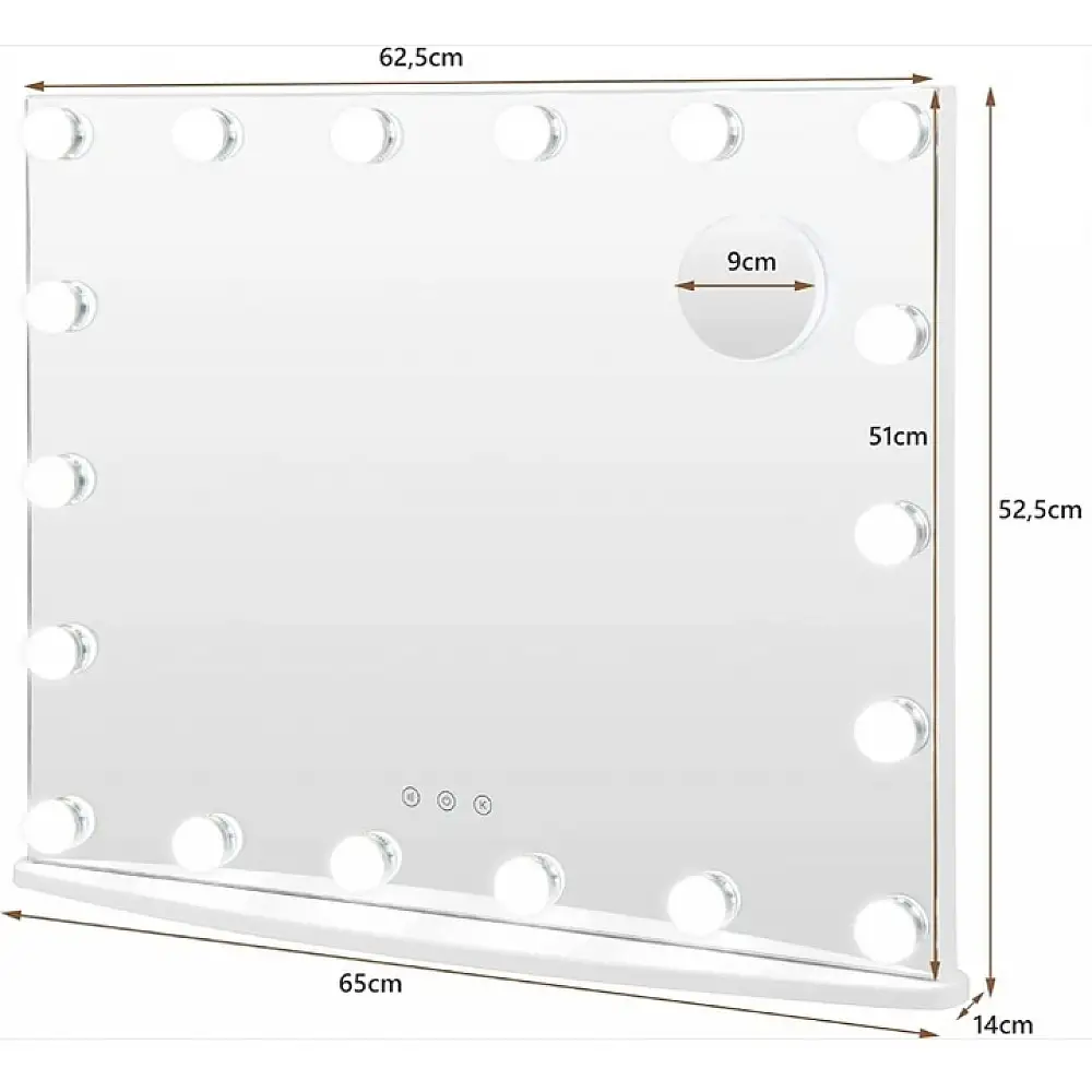 Costway Καθρέπτης Μακιγιάζ με LED Φωτισμό 65 x 14 x 52.5 cm JV11894WH