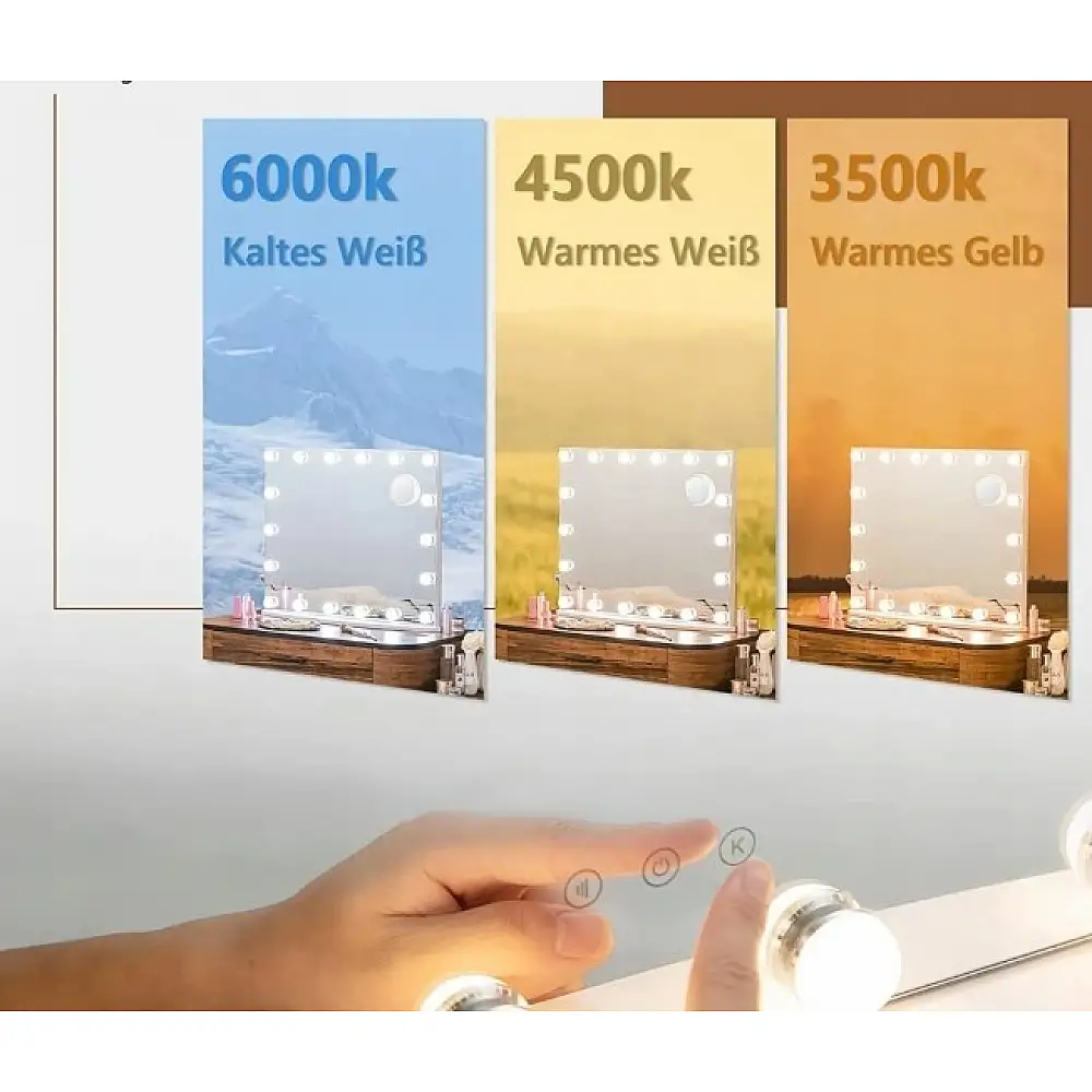 Costway Καθρέπτης Μακιγιάζ με LED Φωτισμό 65 x 14 x 52.5 cm JV11894WH