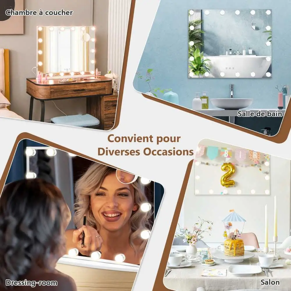 Costway Καθρέπτης Μακιγιάζ με LED Φωτισμό 65 x 14 x 52.5 cm JV11894WH