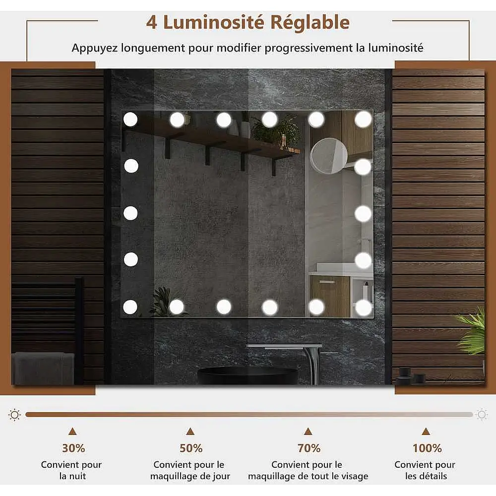 Costway Καθρέπτης Μακιγιάζ με LED Φωτισμό 65 x 14 x 52.5 cm JV11894WH