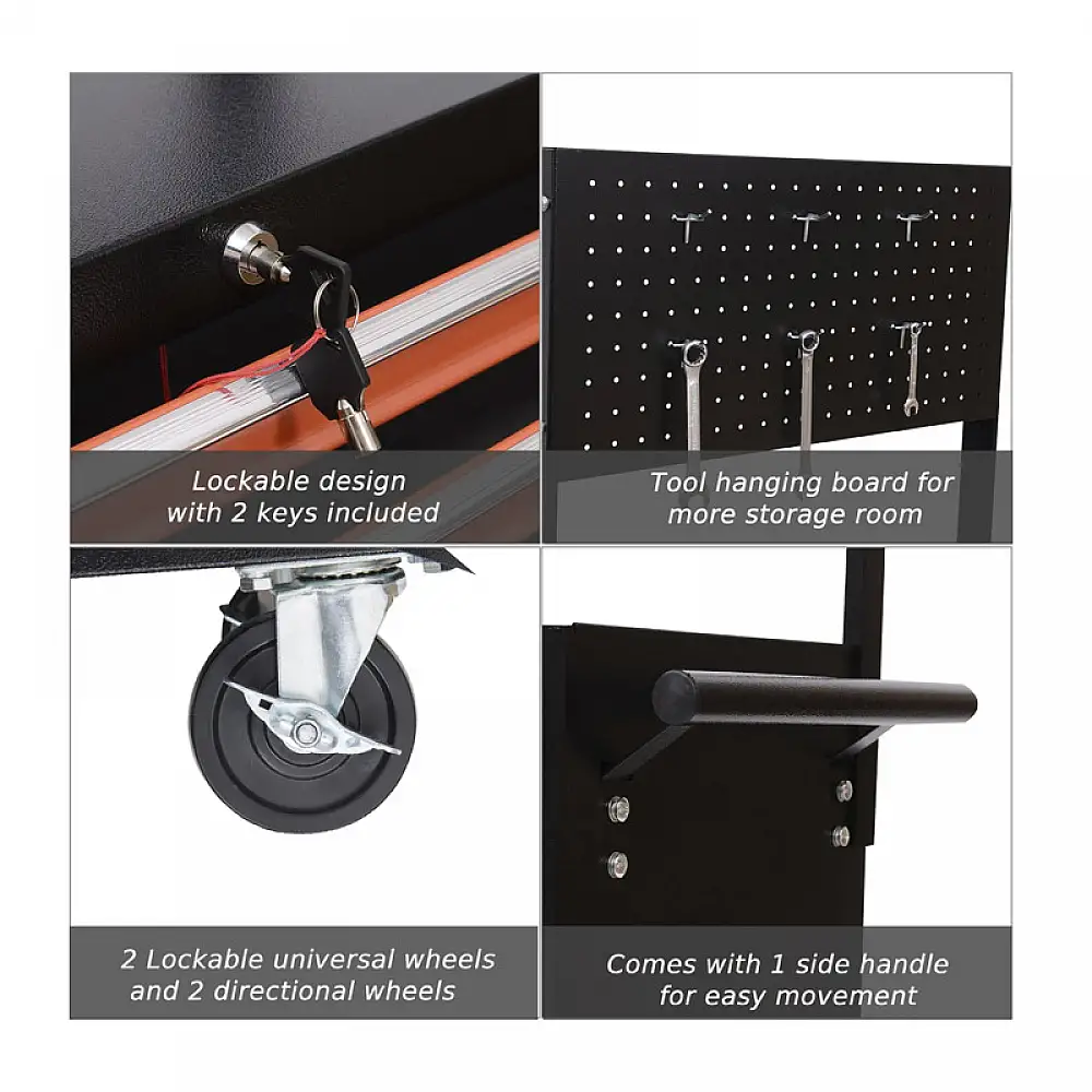 Τροχήλατος Εργαλειοφορέας με 7 Συρτάρια 61.5 x 33 x 76 cm HOMCOM B20-001