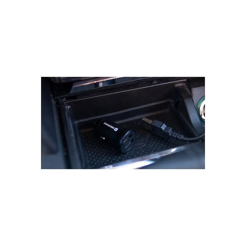 SWISSTEN Φορτιστής Αυτοκινήτου με 2 θύρες USB, 4,8 Α, Μεταλλικό Μαύρο 8595217478770