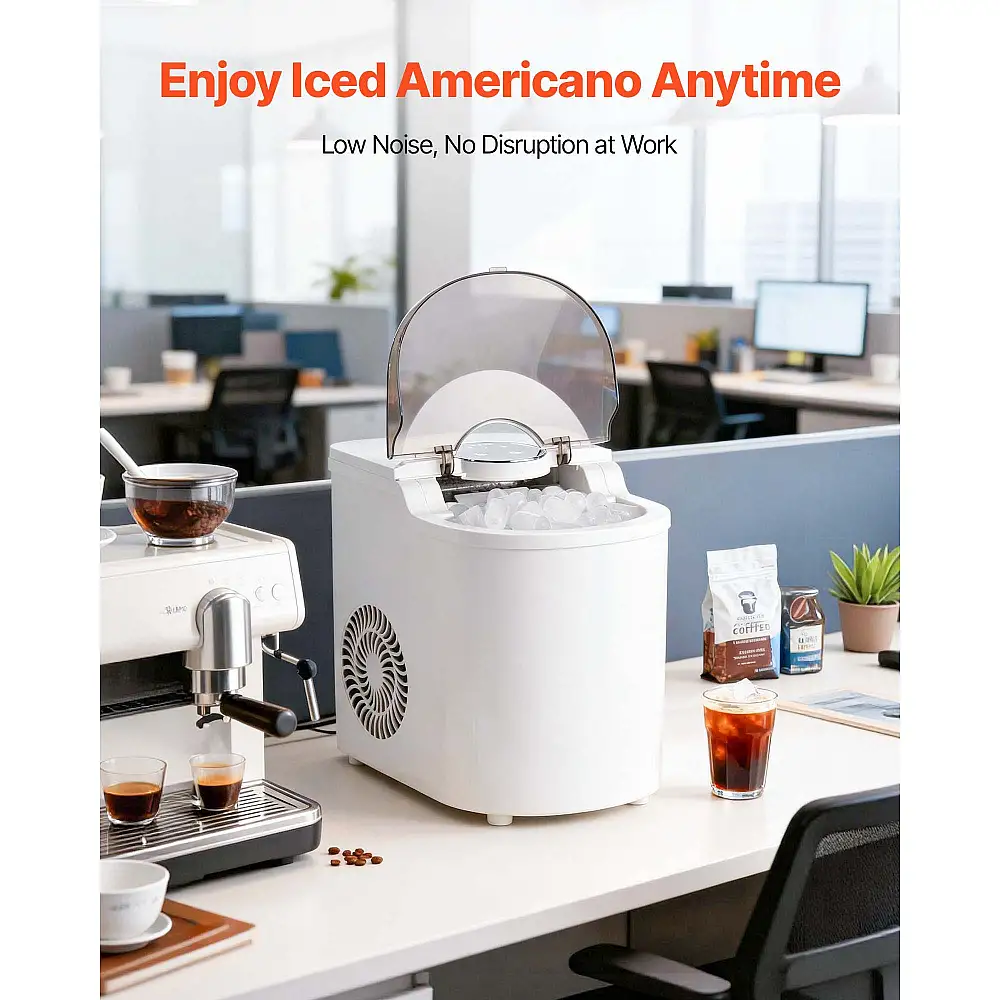VEVOR Φορητή Μηχανή Πάγου, 7 Παγάκια σε 6 Λεπτά, 11.8 kg/Ημέρα, Αυτόματο Καθαρισμό, 2 Μεγέθη Σφαιρικών Παγετών για Σπίτι, Γραφείο, Μπαρ & Πάρτι TMSZBJZDB26LUMWNQ001V2