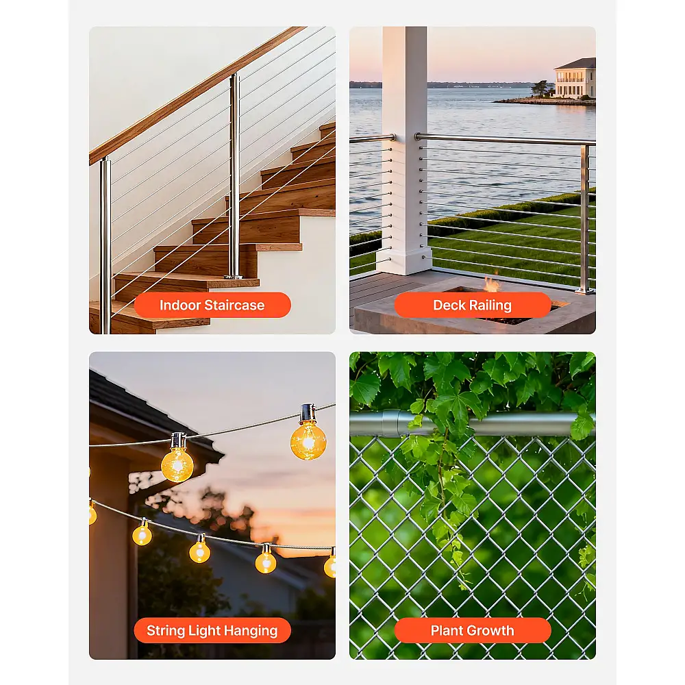 VEVOR Ανοξείδωτο Σύρμα 304 για Ράγες & Κήπους, 2mm, 35.1μ, 2kN Αντοχή PSGSS115FTPS1NZHE001V0