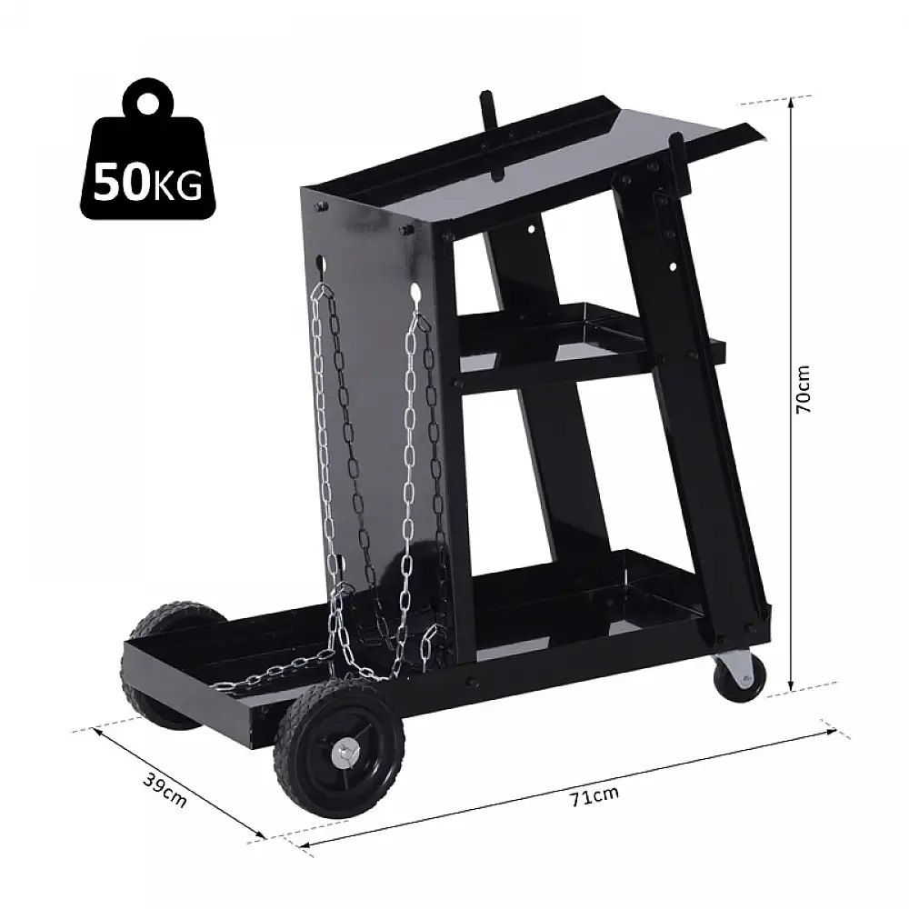 Καρότσι Μεταφοράς Ηλεκτροκόλλησης με 3 Ράφια 71 x 39 x 70 cm DURHAND B20-070BK