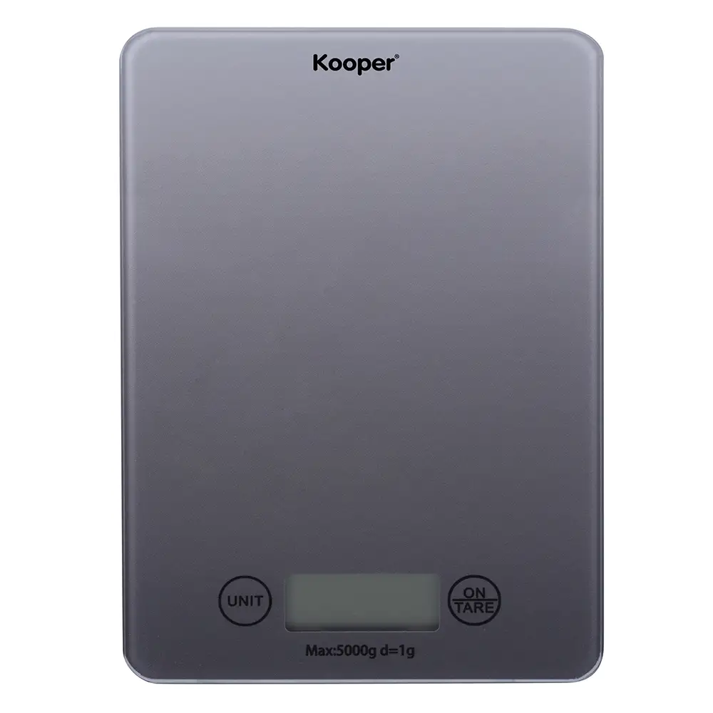 Galileo Ψηφιακή ζυγαριά κουζίνας 5 Kg με επιφάνεια από σκλήρυνει γυαλί 215x15x17 cm Kooper 5921150-Black