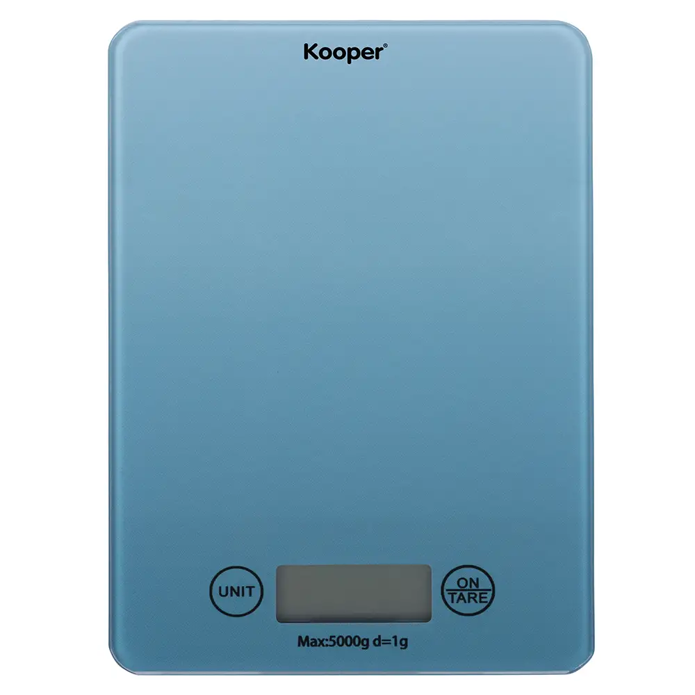 Galileo Ψηφιακή ζυγαριά κουζίνας 5 Kg με επιφάνεια από σκλήρυνει γυαλί 215x15x17 cm Kooper 5921150-Blue