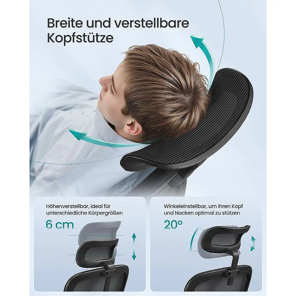 SONGMICS Εργονομική Καρέκλα Γραφείου με Πλέγμα και Αναδιπλούμενα Μπράτσα OBN041B01