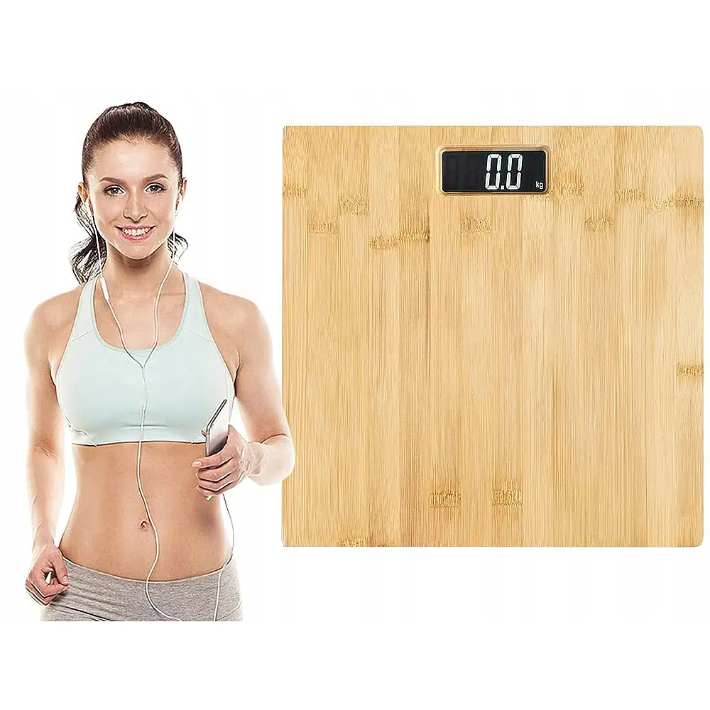 Verk Group Ηλεκτρονική Ζυγαριά Μπάνιου από Μπαμπού 180kg με LCD Οθόνη και Ένδειξη Θερμοκρασίας 5907451352601