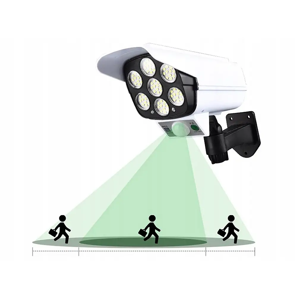 Verk Group Ψεύτικη Κάμερα Παρακολούθησης Τύπου Bullet Ηλιακή με LED Φωτισμό Λευκή 5907451328965