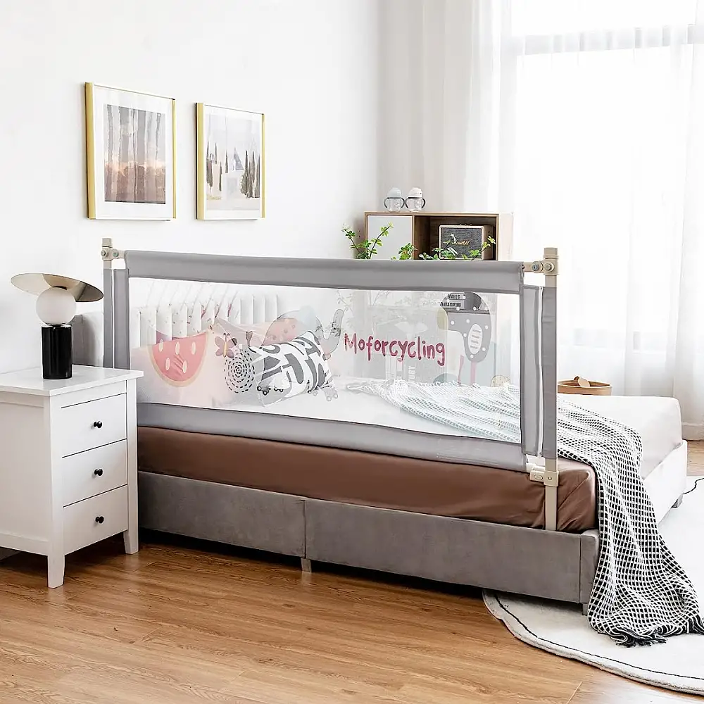 Costway Παιδικό Προστατευτικό Κάγκελο Κρεβατιού ρυθμιζόμενο στα 24 επίπεδα - Γκρι 175 εκ. BS10060GR