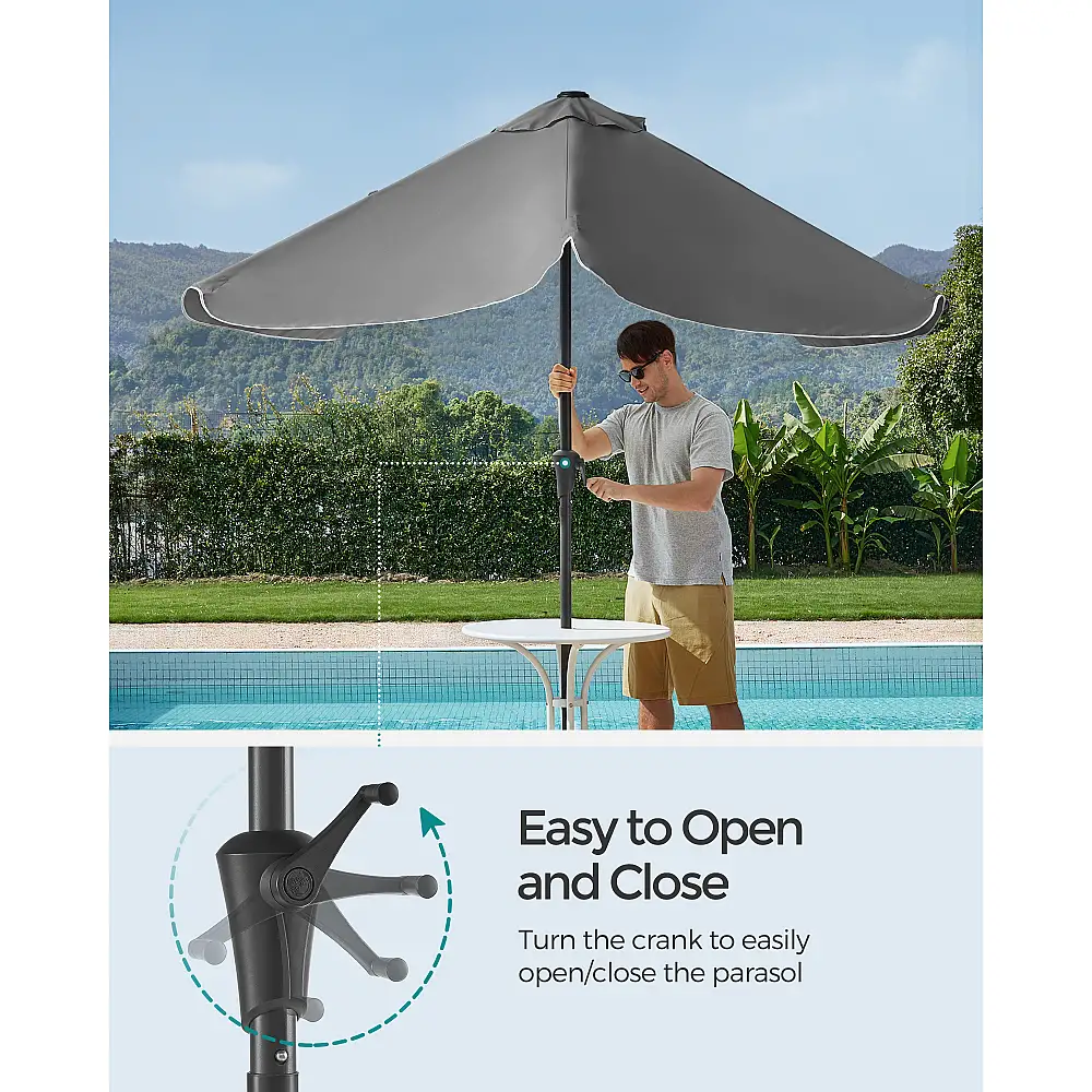 SONGMICS Ορθογώνια Ομπρέλα Περβόλου UPF 50+ με Διπλή Κλίση,, Γκρι, 200x150x230cm GPU048G01