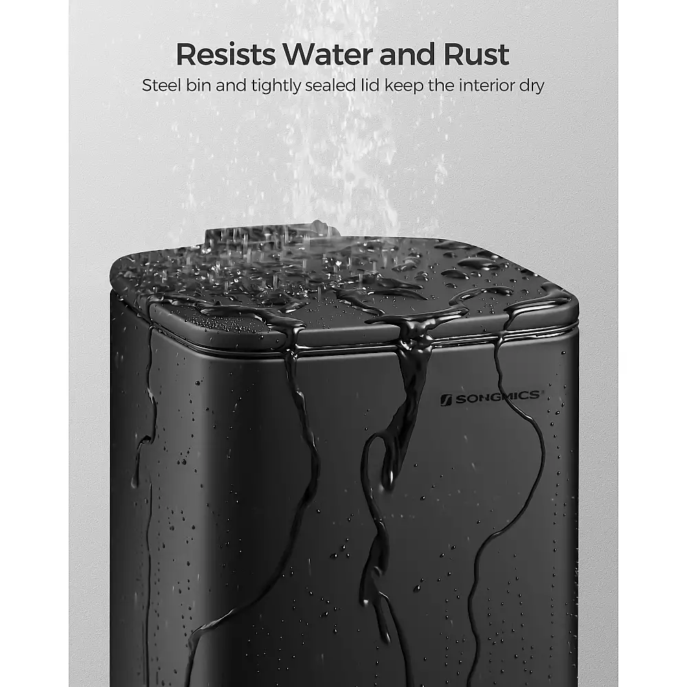 SONGMICS Απορριμματοδοχείο Κουζίνας, Μεταλλικό Πεντάλ, Εσωτερικός Κάδος, Απαλό Κλείσιμο, 6L, Μαύρο, 19.3x23.9x25.5cm LTB590B0602