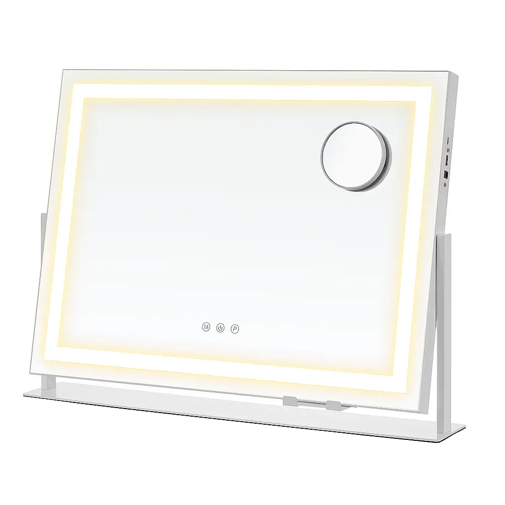 SONGMICS Καθρέφτης Μακιγιάζ με Φωτισμό LED, Ρεύμα, Αφής, Τηλεφώνου, Λευκός, 62.5x10x45.8cm LWM002W02