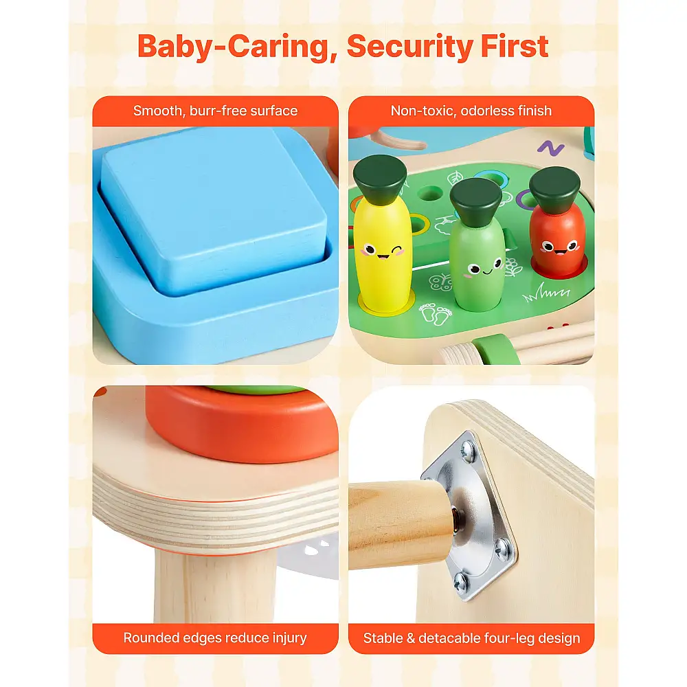 VEVOR Ξύλινο Τραπέζι Δραστηριοτήτων Montessori για Νήπια 1-3 Ετών, 13 σε 1 Εκπαιδευτικό Τραπέζι Παιχνιδιού για Αγόρια & Κορίτσια 6+ Μηνών MTSLETWJXXZSY2JKM001V0