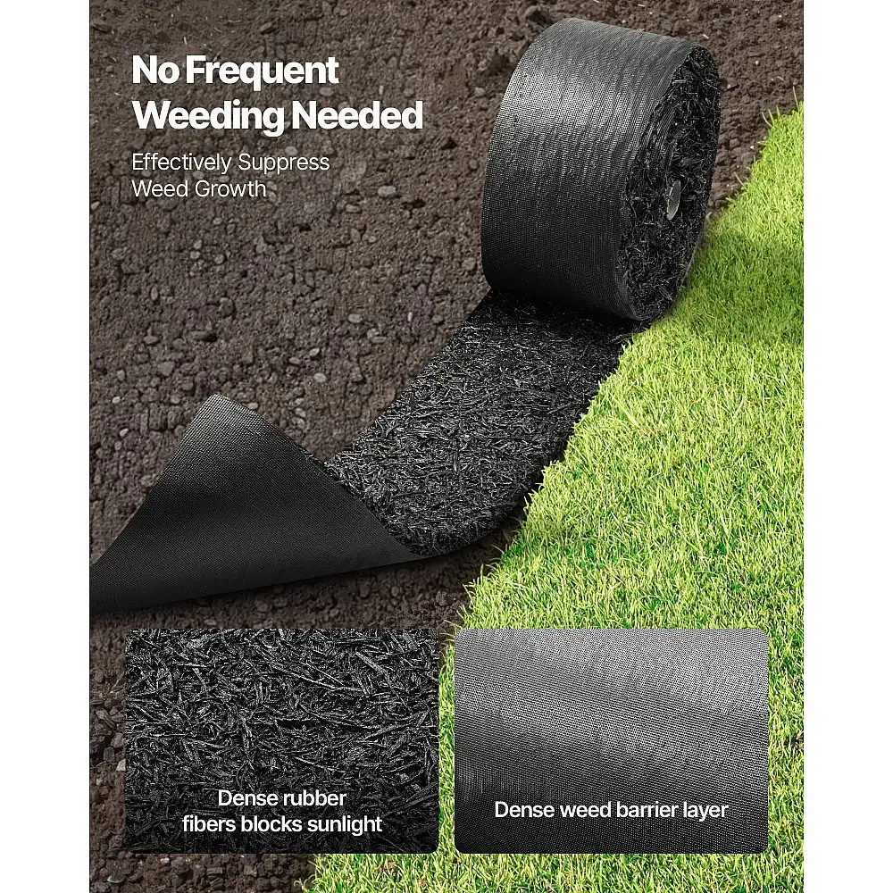 VEVOR Ρολό από Ανακυκλωμένο Καουτσούκ, 4 Ρολά 305 x 11.5 cm, Μόνιμο Διάζωμα Κήπου με Παρέμβλητους Πάσσαλους, Φυσική Όψη (Πάχους 0.5 in) για Τοπία XJXWFGW120INKXAQS001V0