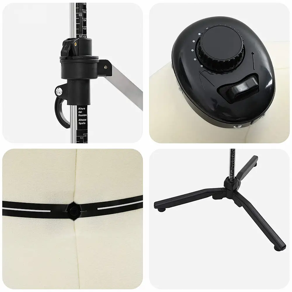 vidaXL Ρυθμιζόμενο Πολυτελής Γυναικείο Μανεκέν Βελούδου για Σχεδιαστές και Ράπτες Cream S 42018602