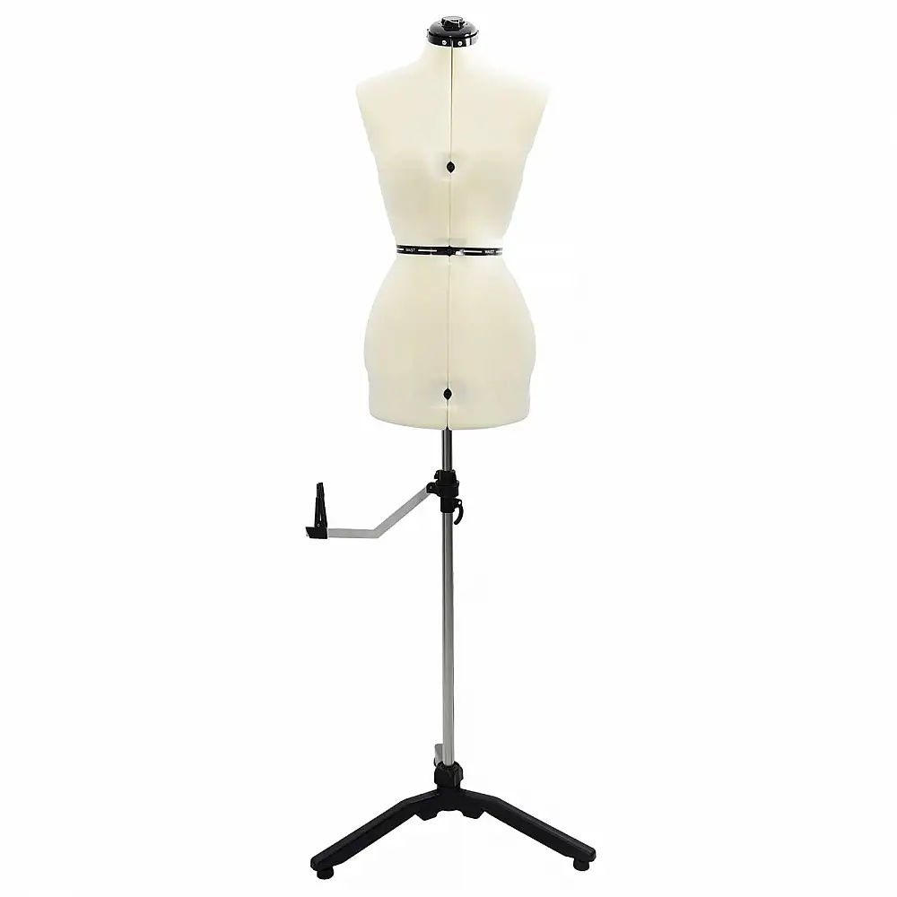 vidaXL Ρυθμιζόμενο Πολυτελής Γυναικείο Μανεκέν Βελούδου για Σχεδιαστές και Ράπτες Cream S 42018602