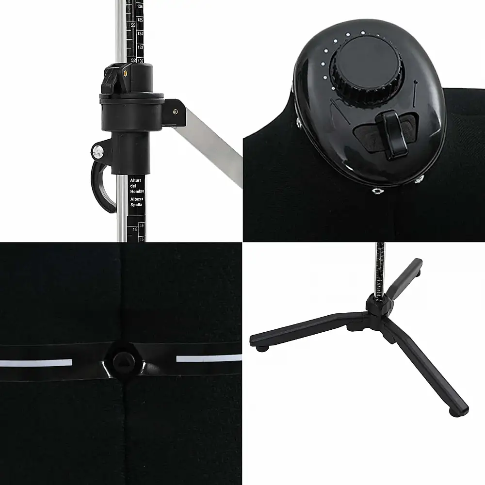 vidaXL Ρυθμιζόμενο Πολυτελής Γυναικείο Μανεκέν Βελούδου για Σχεδιαστές και Ράπτες Black S 42018603