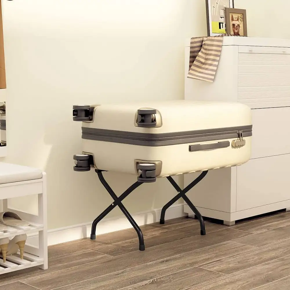 vidaXL Αναδιπλούμενη Βάση Αποσκευών με Πλάτη από Ατσάλι και Νάιλον - Μαύρη 153075