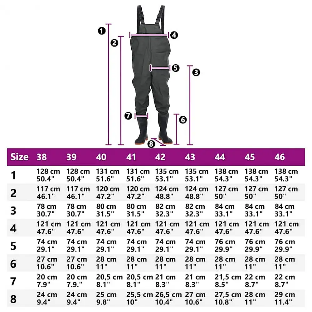 vidaXL Αδιάβροχες Ψηλές Γαλότσες Στήθους για Ψάρεμα & Κυνήγι Νο.44 4016978