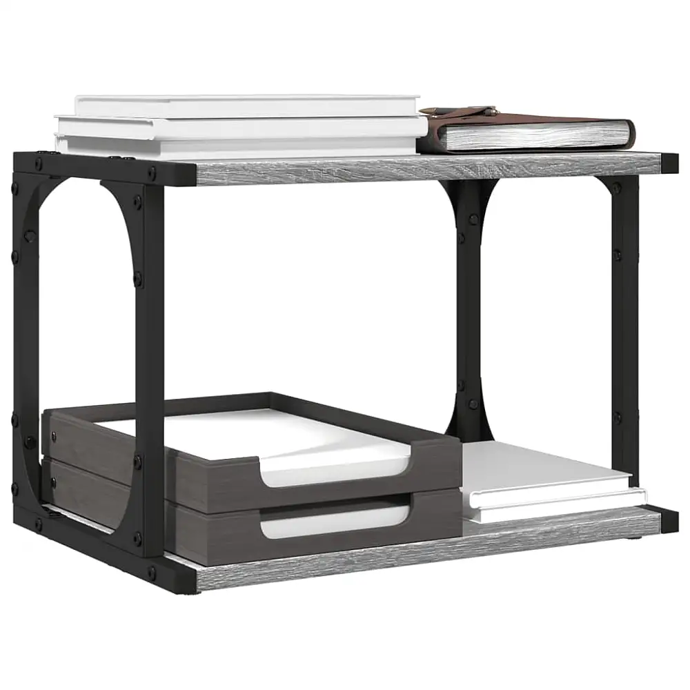 vidaXL Πολυλειτουργική Βάση Εκτυπωτή 2-Επίπεδη 41x28x33,5 cm σε Γκρι Sonoma με Ροδάκια 842274