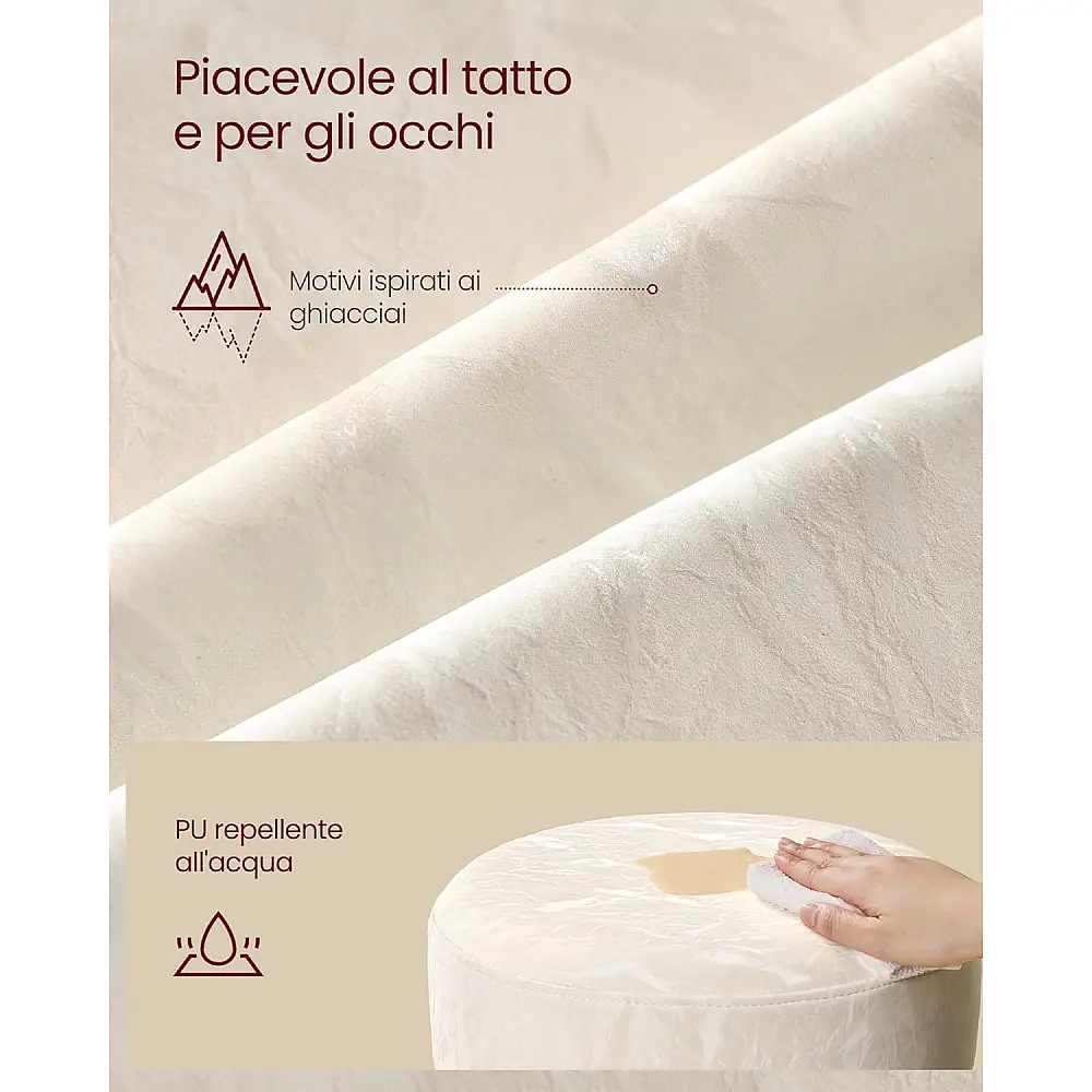 Vasagle Σκαμπό Μακιγιάζ & Κάθισμα Τουαλέτας, Ρυθμιζόμενο Ύψος, Περιστροφή 360°, Ενισχυμένο Κάθισμα PU - Cream White LJB120W01