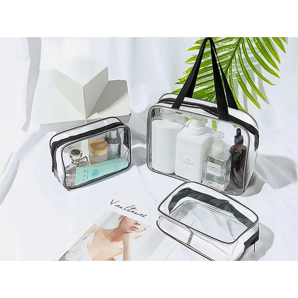Verk Group Σετ Διάφανες Καλλυντικές Τσάντες 3 σε 1 για Ταξίδια Αεροπλάνου 5907451375594