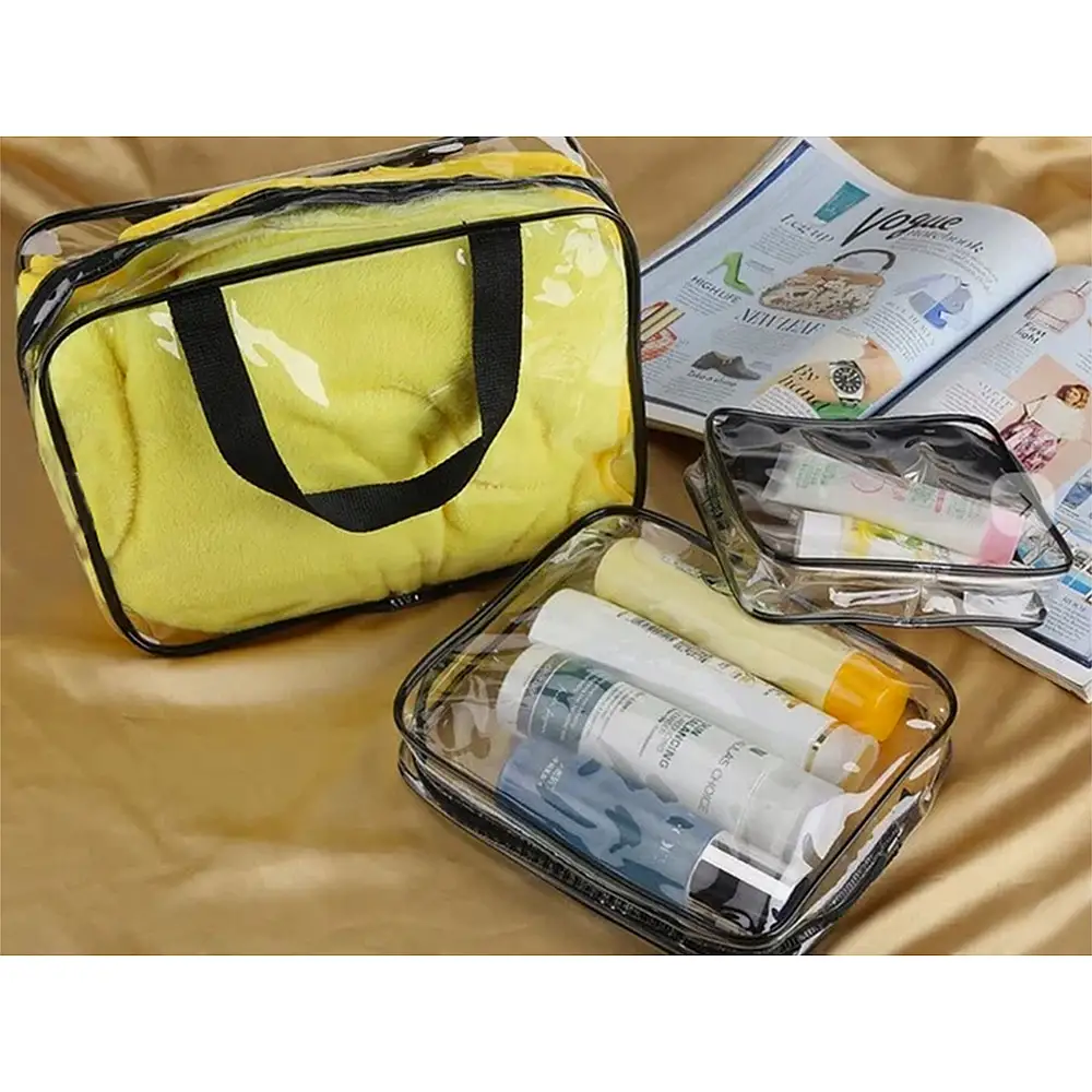 Verk Group Σετ Διάφανες Καλλυντικές Τσάντες 3 σε 1 για Ταξίδια Αεροπλάνου 5907451375594