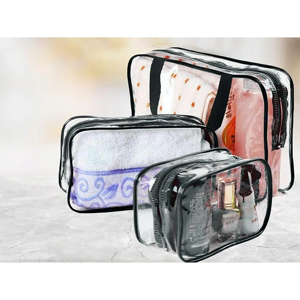 Verk Group Σετ Διάφανες Καλλυντικές Τσάντες 3 σε 1 για Ταξίδια Αεροπλάνου 5907451375594