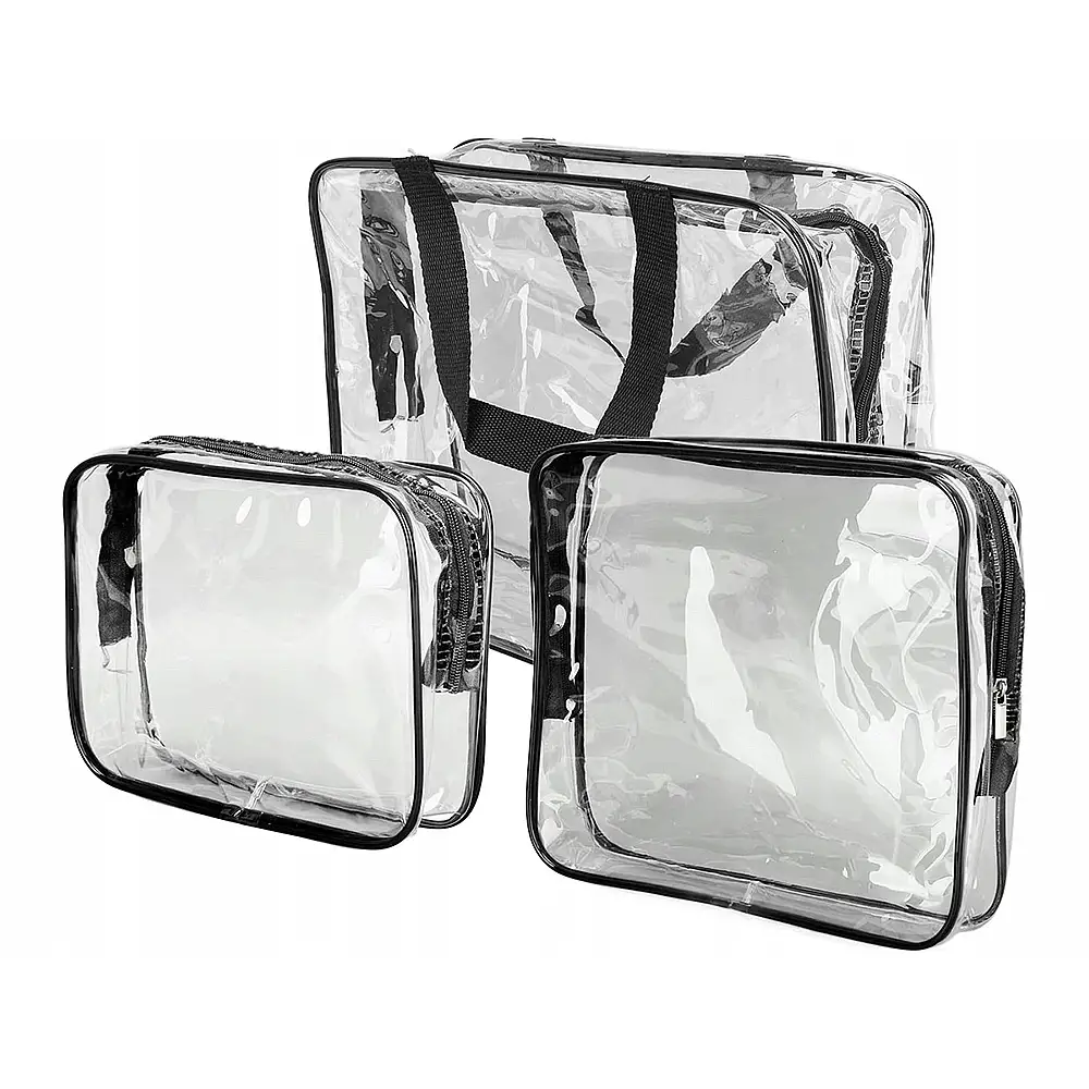 Verk Group Σετ Διάφανες Καλλυντικές Τσάντες 3 σε 1 για Ταξίδια Αεροπλάνου 5907451375594