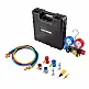 VEVOR Σετ Πολλαπλών Μετρητών Κλιματισμού για Ψυκτικά R134a R404A R1234yf R22, 4 Δρόμων με Σωλήνες 1.5μ, Προσαρμογείς, Ταχυσύνδεσμους, Βαλβίδες για Συντήρηση & Φόρτιση Αυτοκινήτων JXLMB4TLDSTXOAEMC001V0