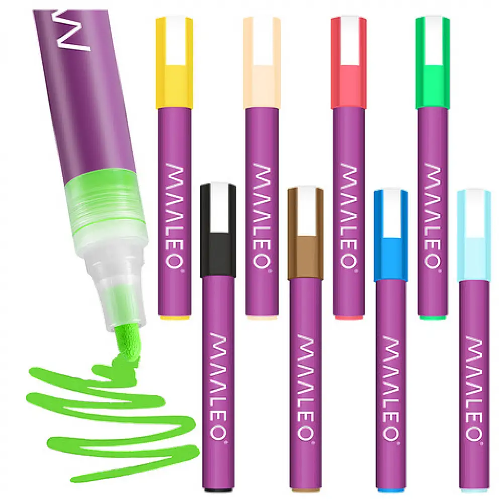 Maaleo Σετ 8 τμχ Ακρυλικοί Μαρκαδόροι , Αδιάβροχοι και Ανθεκτικοί για Ζωγραφική σε Πέτρες 27052