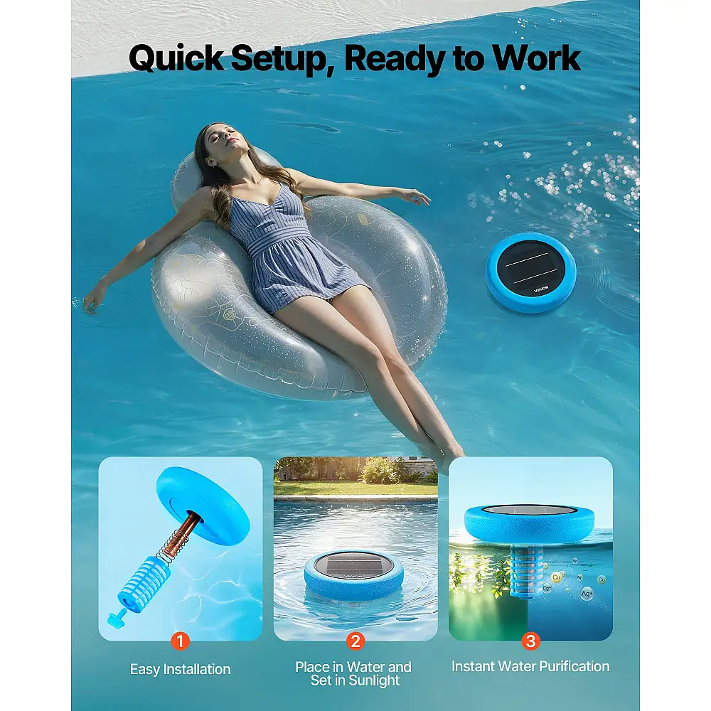 VEVOR Ηλιακός Ιονιστής Πισίνας με Χαλκό για Χωρητικότητα έως 170343 Λίτρα TYNYCLZFSQDHOGJV5001V0