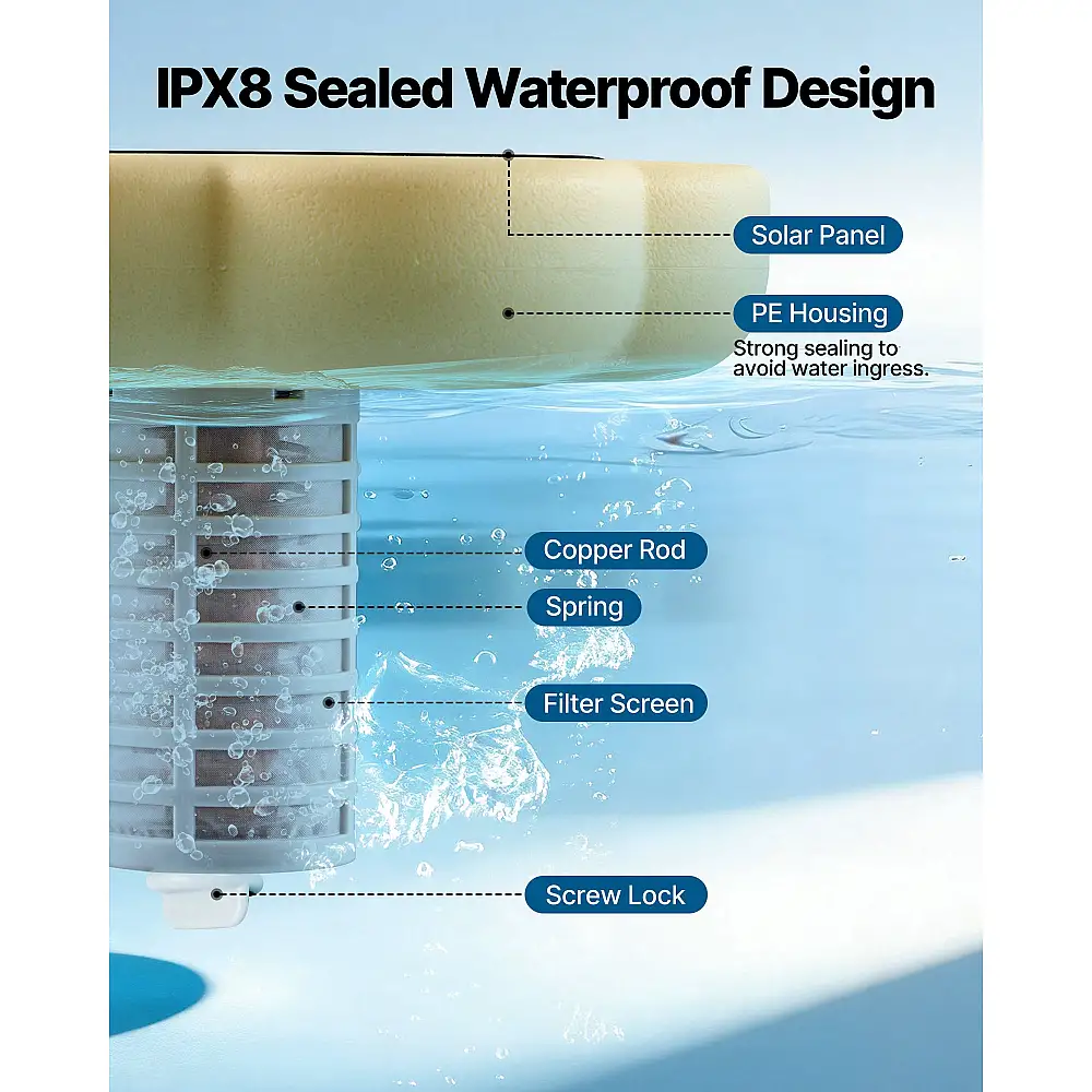 VEVOR Ηλιακός Ιονιστής Πισίνας, Χαλκός έως 170343 L, Αυτόματος Καθαριστής & Καθαρισμός Νερού Χωρίς Χλώριο TYNYCLZFSQDHQ59ZZ001V0