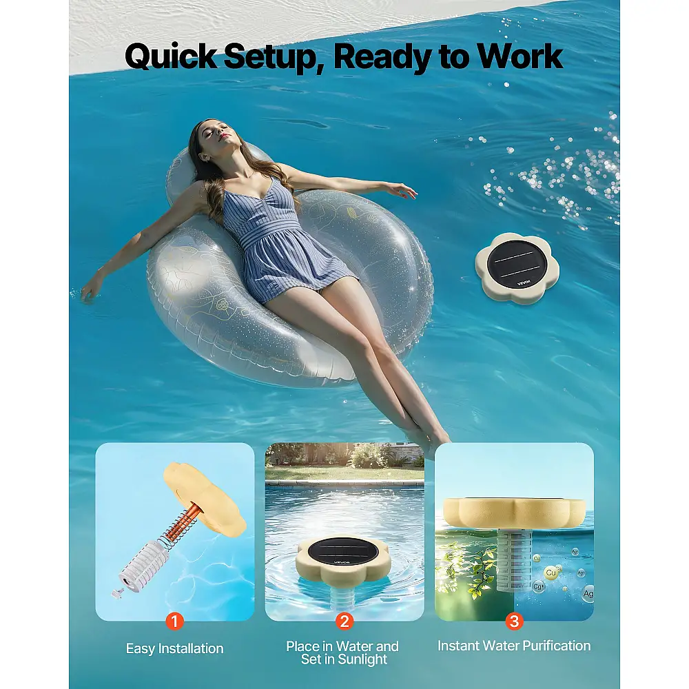 VEVOR Ηλιακός Ιονιστής Πισίνας, Χαλκός έως 170343 L, Αυτόματος Καθαριστής & Καθαρισμός Νερού Χωρίς Χλώριο TYNYCLZFSQDHQ59ZZ001V0