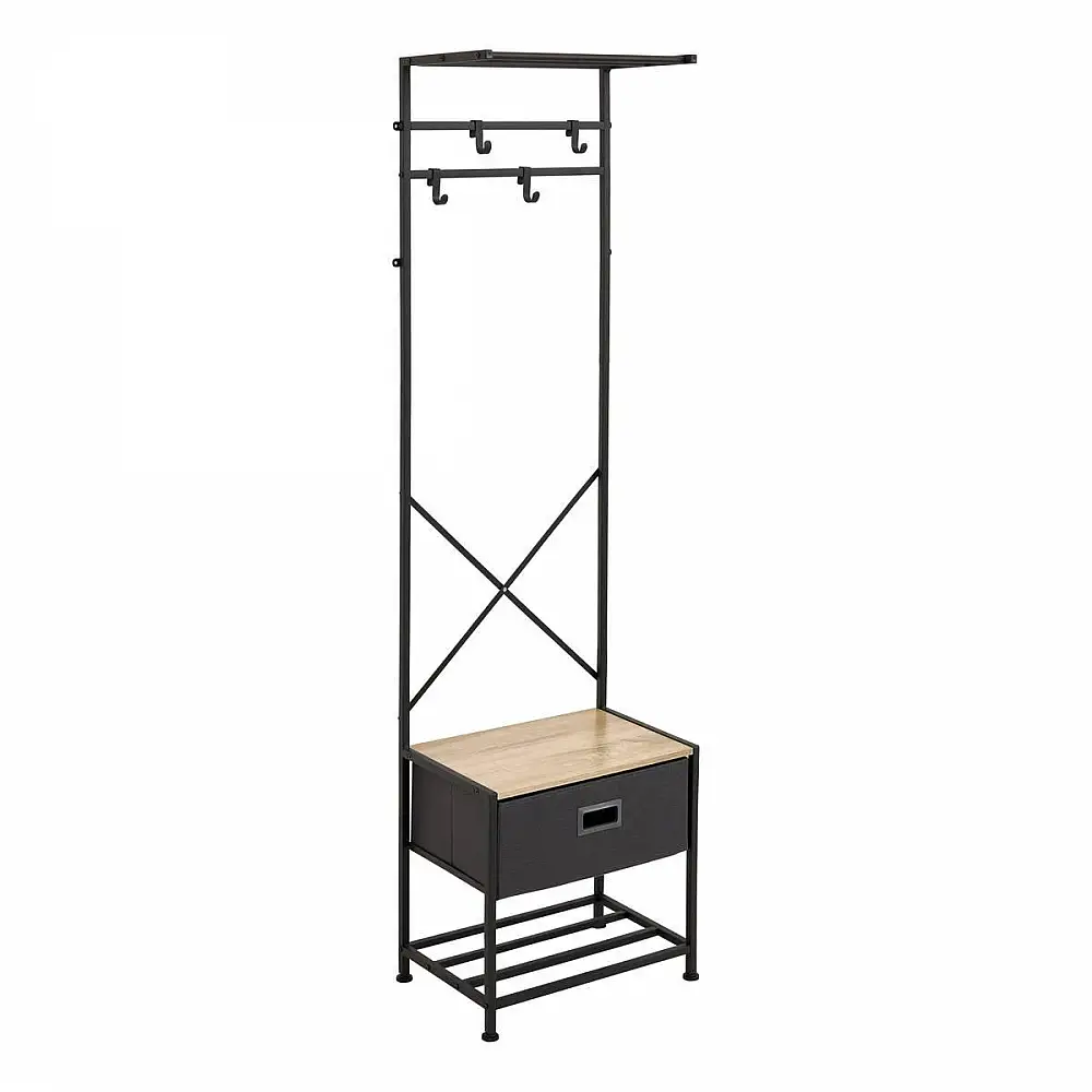 5Five Simply Smart Γκρι Ντουλάπα Tissa, με 4 Γαντζάκια και 1 Συρτάρι, 45 x 30 x 160 εκ. 212723A