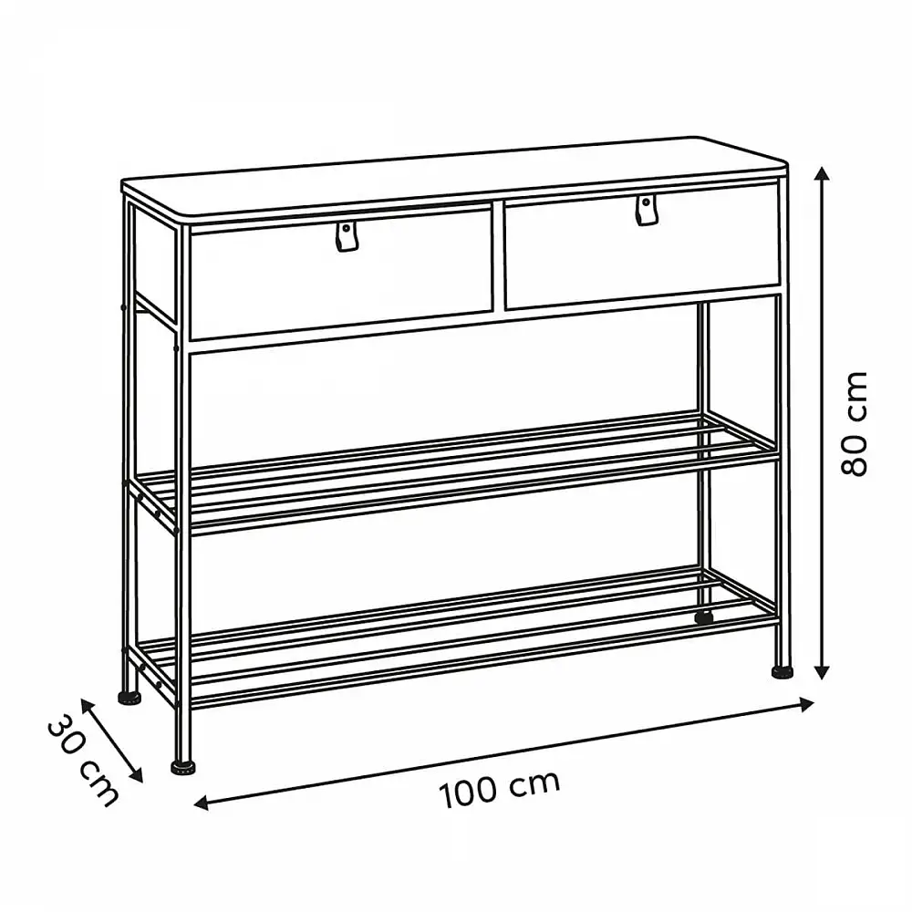 5Five Simply Smart Κονσόλα Tissa με 2 Συρτάρια και Σκούρο Γκρι Παπουτσοθήκη 100 x 30 x 80 εκ. 212878