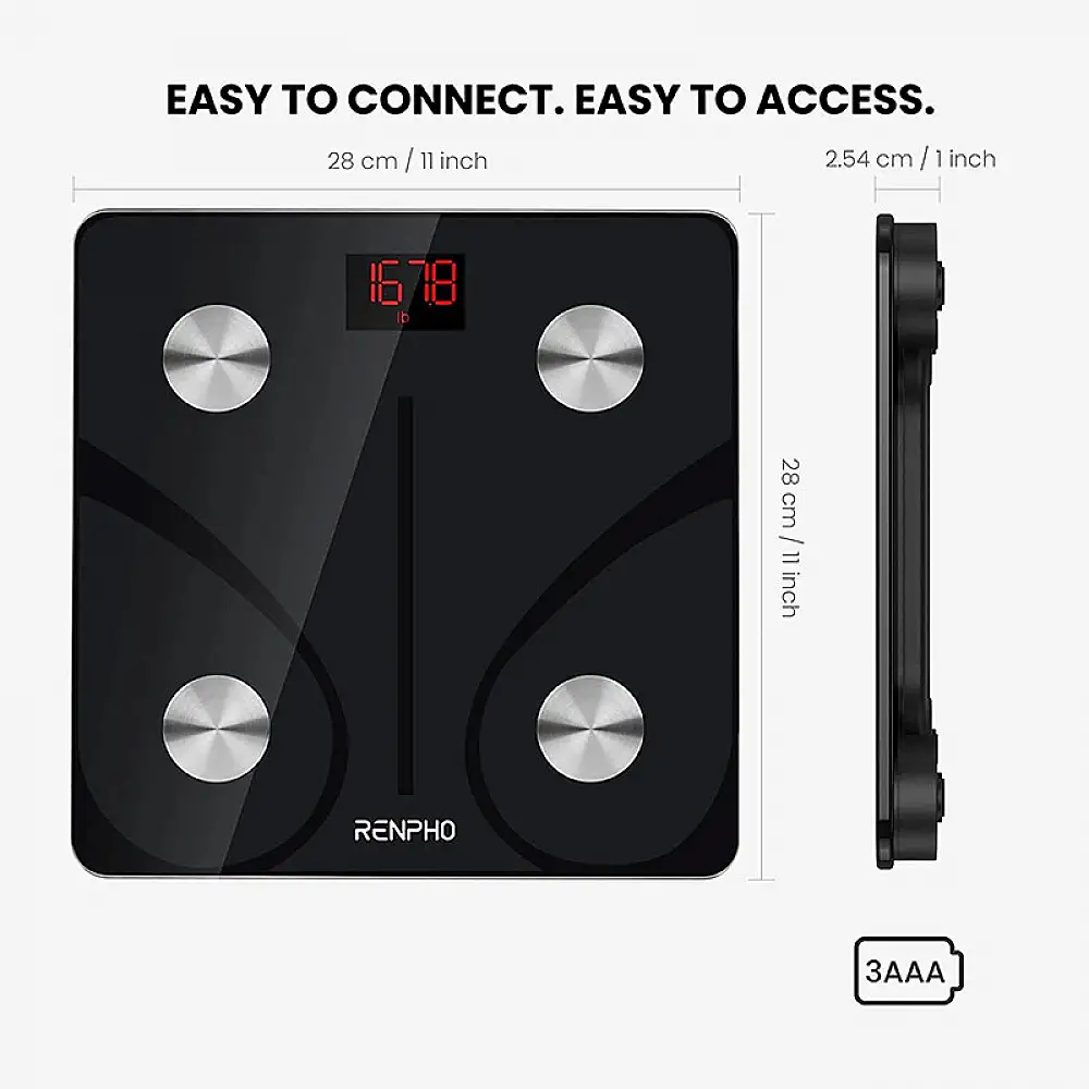 Renpho Smart Ζυγαριά με Λιπομετρητή Smart Body Scale Bluetooth με 13 Μετρήσεις Μαύρη ES-CS20M-BK