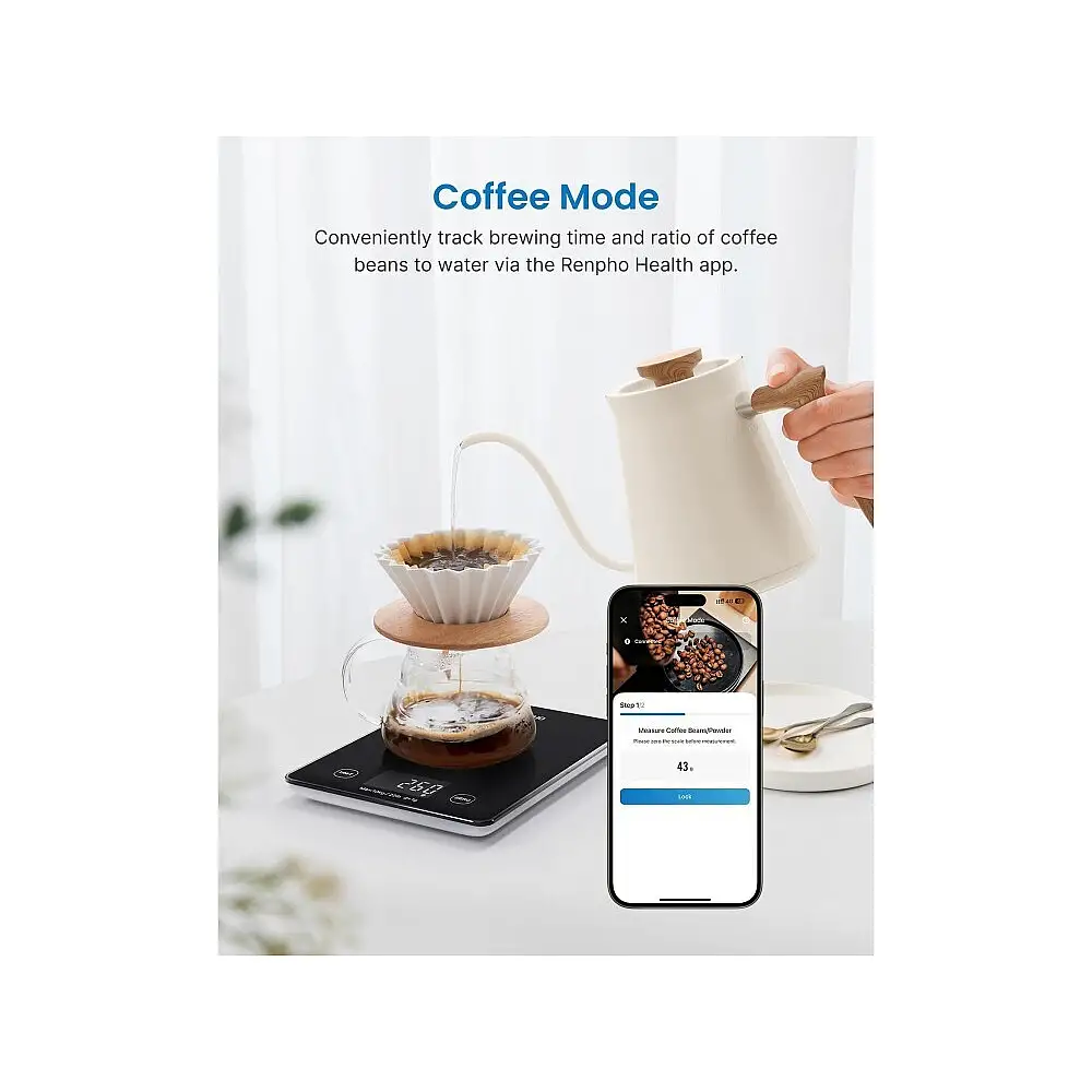 Renpho Ψηφιακή Ζυγαριά Κουζίνας 1gr/10kg Μαύρη R-T001-BK