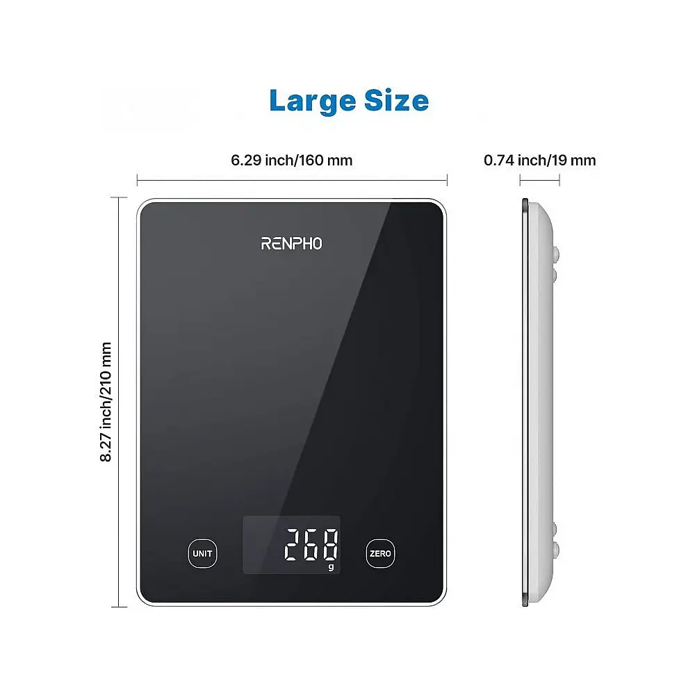 Renpho Ψηφιακή Ζυγαριά Κουζίνας 1gr/10kg Μαύρη R-T001-BK