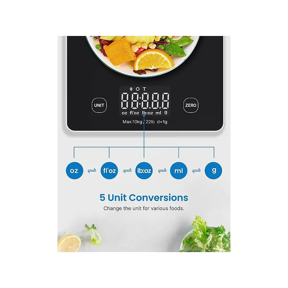 Renpho Ψηφιακή Ζυγαριά Κουζίνας 1gr/10kg Μαύρη R-T001-BK